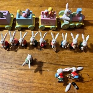 Vintage Wooden Bunny Band Japan Wooden Bunny Train Germany Easter Spring